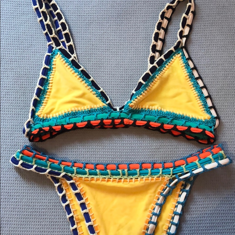 Crochet neoprene bikini set
